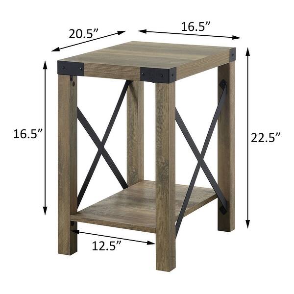 Marchetto Rustic Oak End Table with Bottom Shelf Bed Bath & Beyond