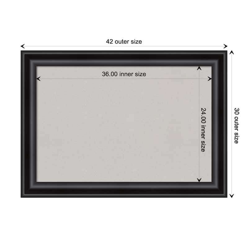Grand Black Framed Grey Corkboard Bulletin Board - Board Size 36x24