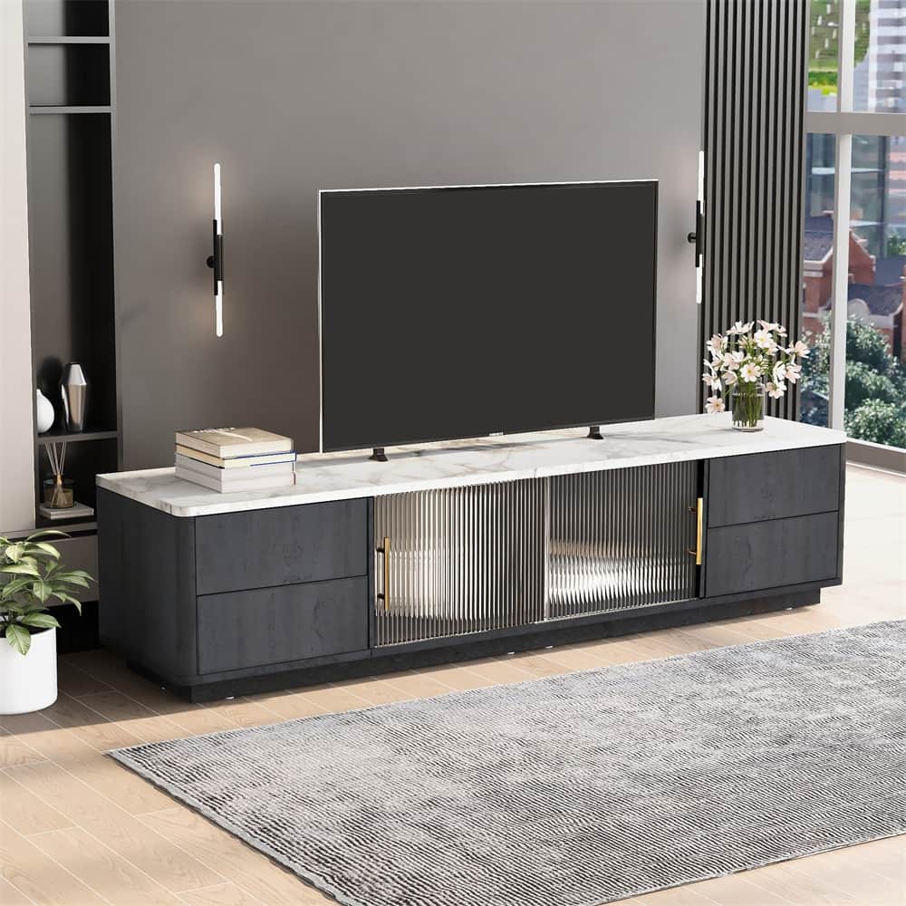 Modern TV Stand with 4 Drawers and Large Storage Cabinet
