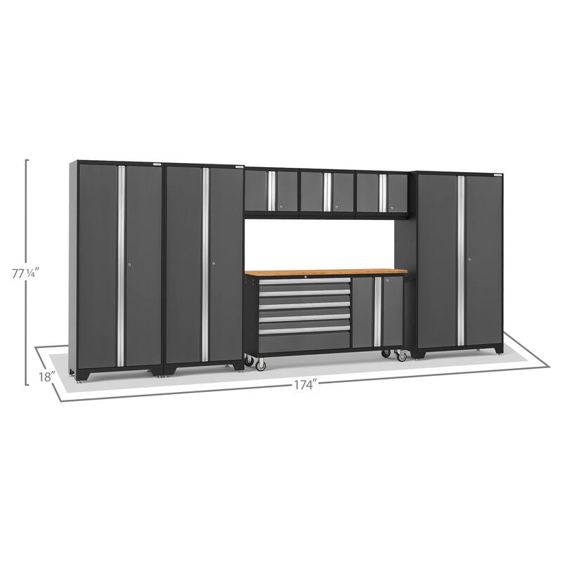 NewAge Products Bold 174" W x 18" D 7 Piece Garage Cabinet Set