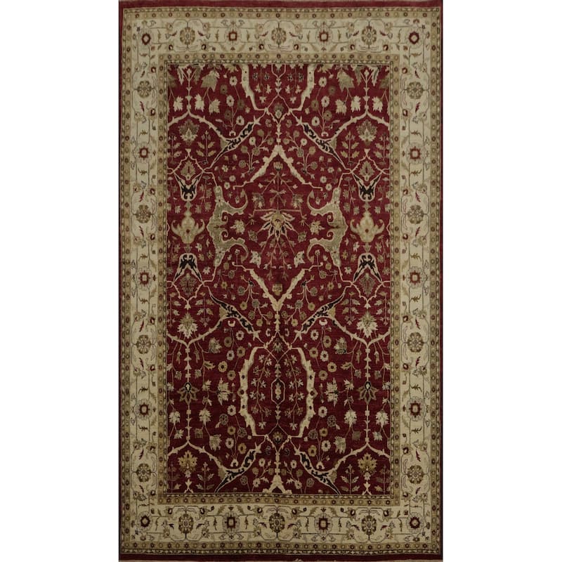 Hand Knotted Oriental 100% Wool Carpet Traditional All-Over Red Peshawar Area Rug - 14' 7'' X 9' 11''