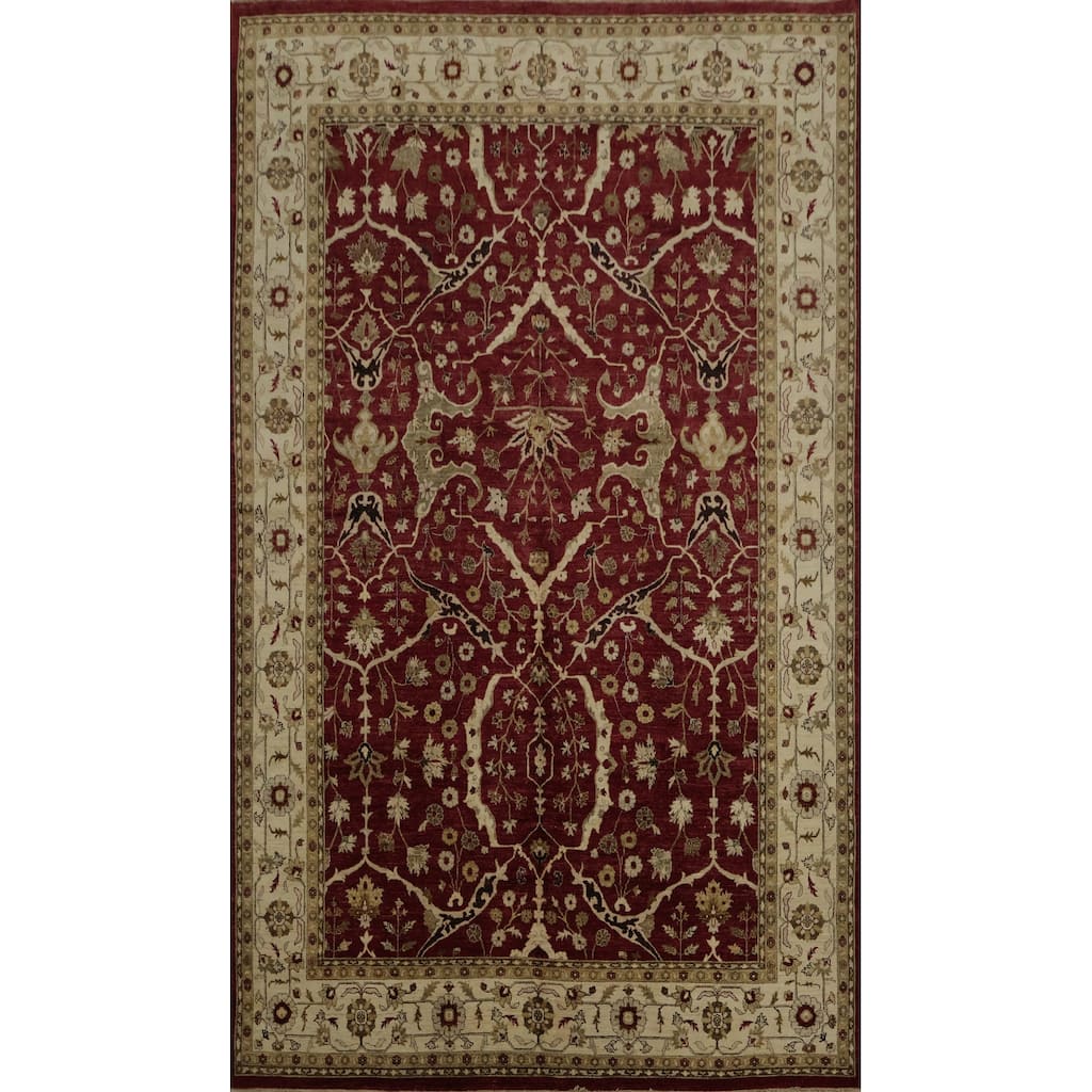 Hand Knotted Oriental 100% Wool Carpet Traditional All-Over Red Peshawar Area Rug - 14' 7'' X 9' 11''