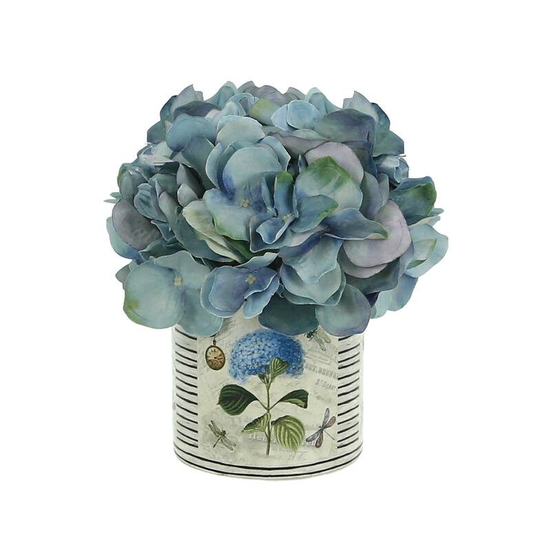 Hydrangea Arrangement in a Glass Vase - Blue, Flower Vase