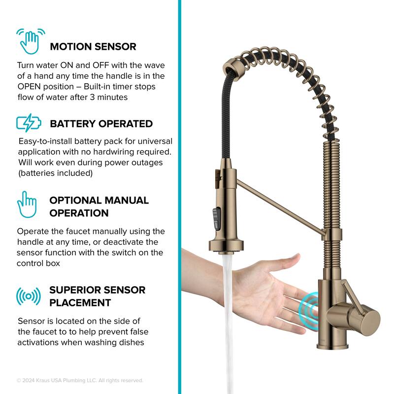 Kraus Bolden 2-Function 1-Handle Commercial Pulldown Kitchen Faucet