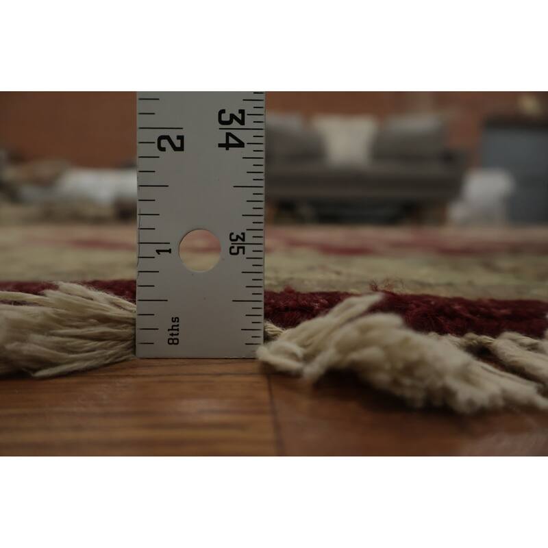 Hand Knotted Oriental 100% Wool Carpet Traditional All-Over Red Peshawar Area Rug - 4' 0'' X 4' 0''