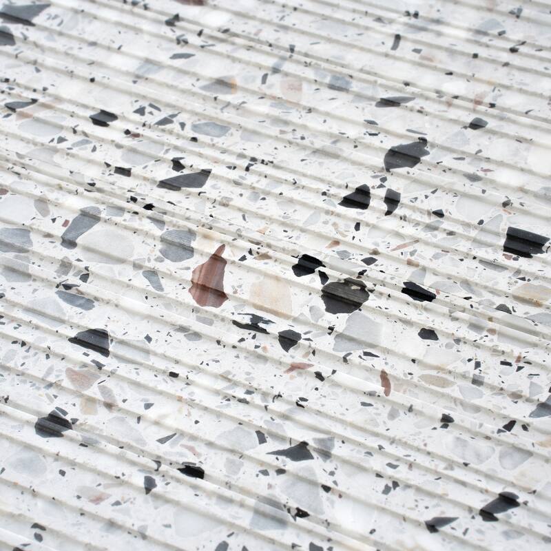 Terraforma 12x24 in. White Fluted Terrazzo Large Wall Tile (7.75 sq ft/case, 4-Pack)