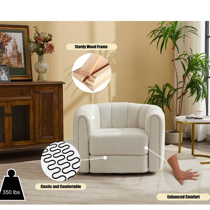 Swivel Teddy Accent Barrel Chair with Upholstered