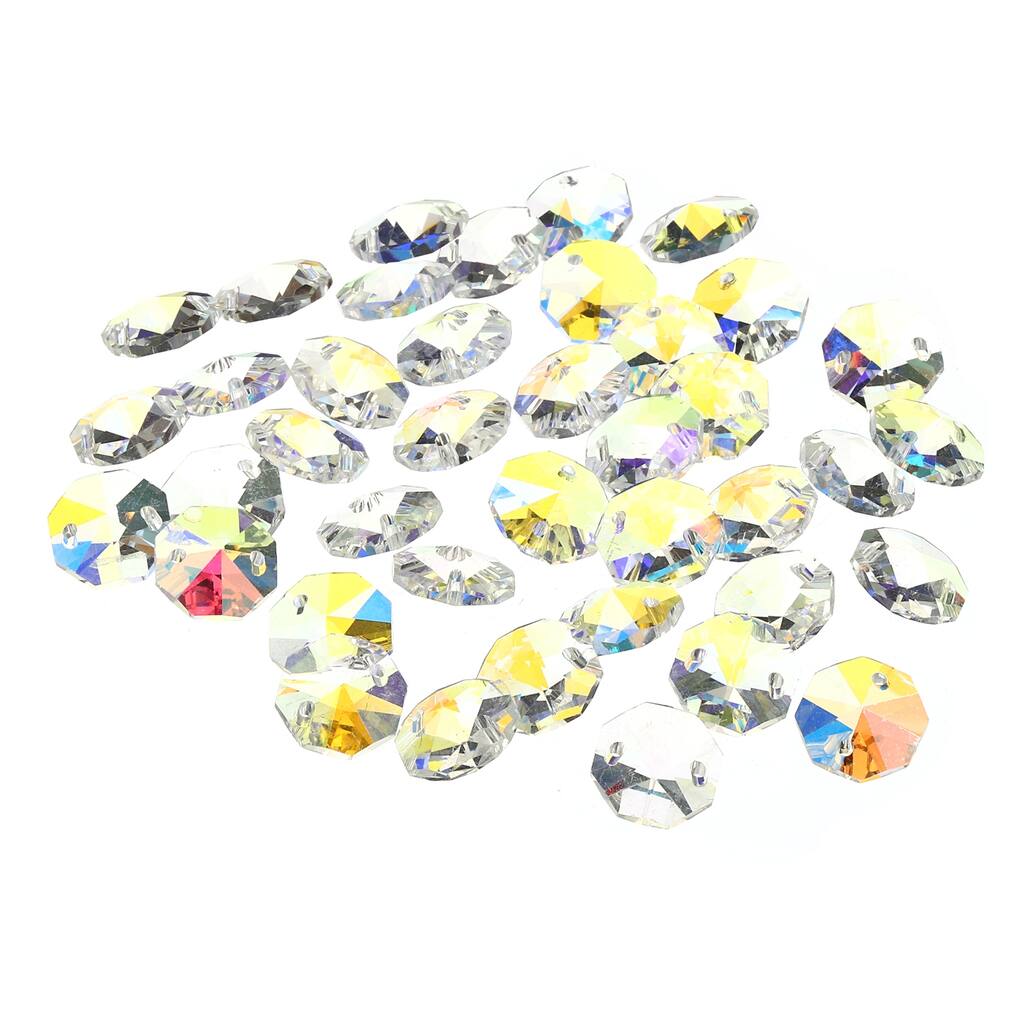 40Pcs 14mm Crystal Octagon Beads Chandelier Parts Hanging Beads Multicolor