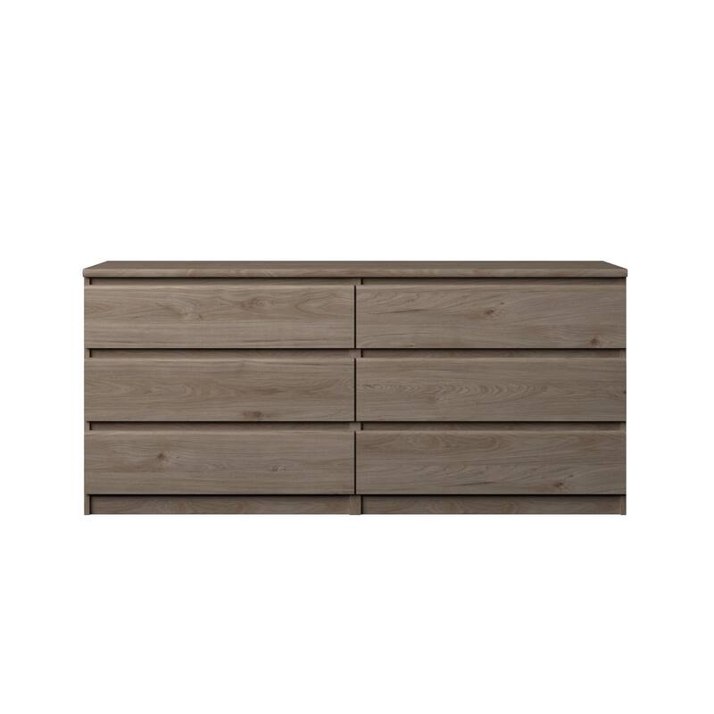 6-Drawer Double Dresser with Spacious Storage, Smooth Glide Drawers, and Sleek Contemporary Bedroom Design