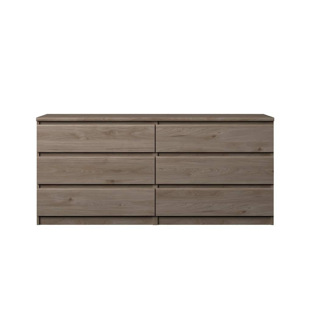 6-Drawer Double Dresser with Spacious Storage, Smooth Glide Drawers, and Sleek Contemporary Bedroom Design