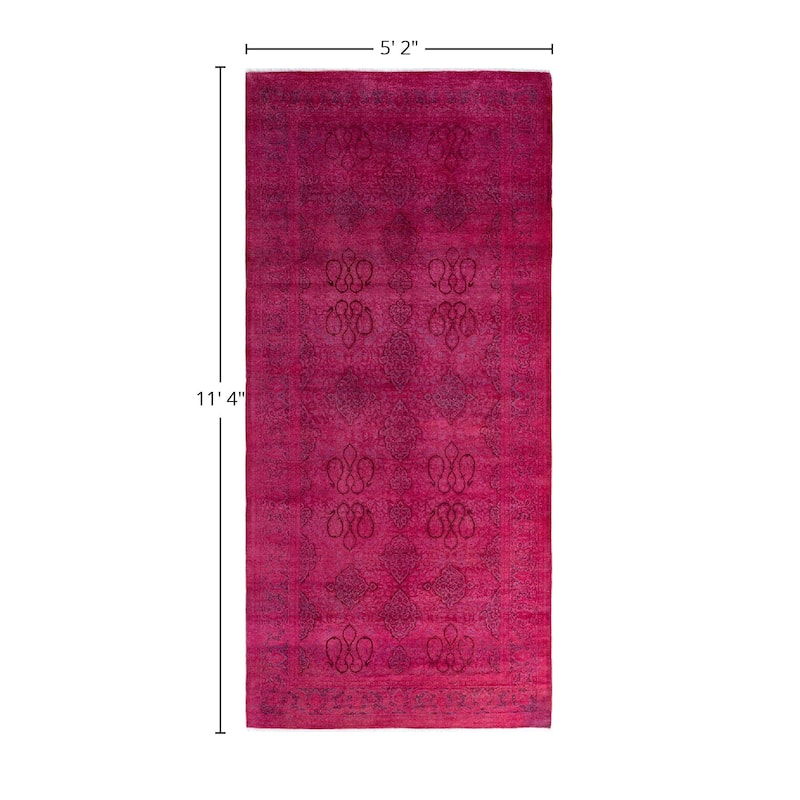 Fine Vibrance One-of-a-Kind Hand-Knotted Runner Rug - Pink, 5' 2" x 11' 4" - 5' 2" x 11' 4"