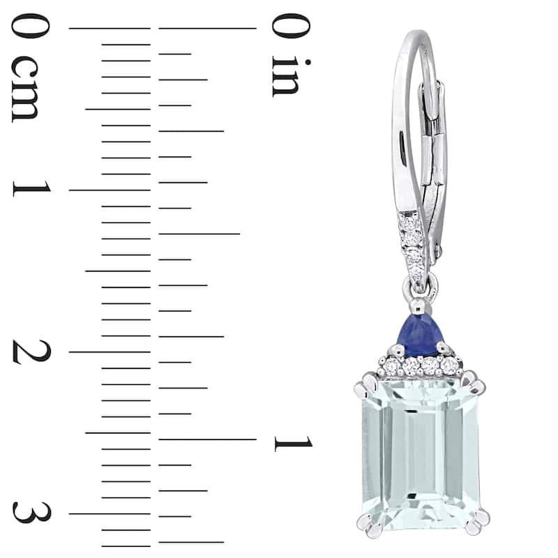 Miadora 4/10ct TGW Blue Sapphire Aquamarine 1/10ct TDW Diamond Earrings Sterling Silver