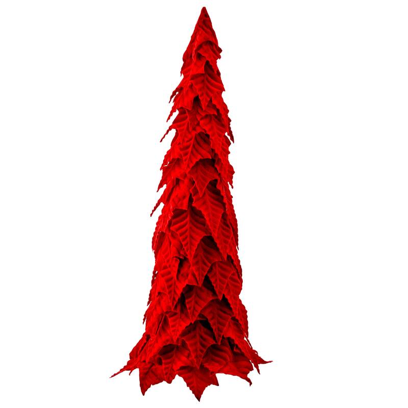 27" Velvet Poinsettia Leaf Cone Tree