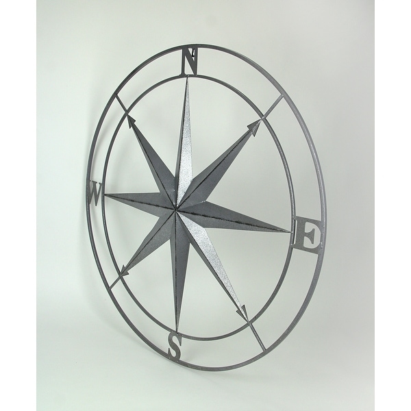 Midwest-CBK Galvanized Metal Wall Art Rose Compass 30-in