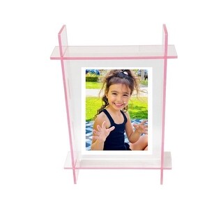 Neon Light Pink Lucite Picture Frame size 5x7 - 8.9x11.2x2.3 Inches