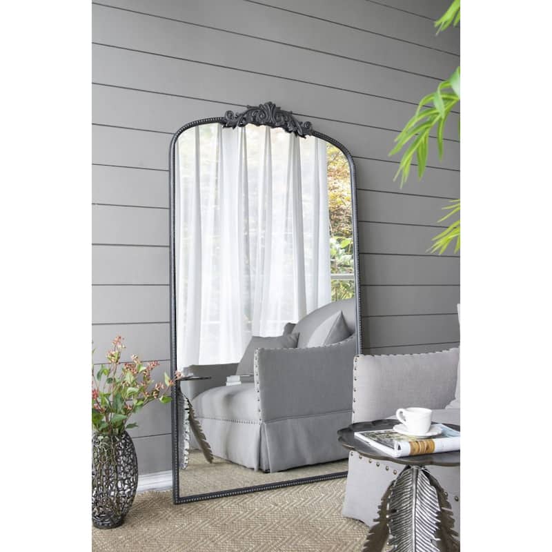Baroque Style Full Length Arched Mirror - 5.5' - Black