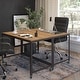 preview thumbnail 4 of 5, Computer Table and Desk in Brown Oak Wood Grain Finish with Metal Wheels