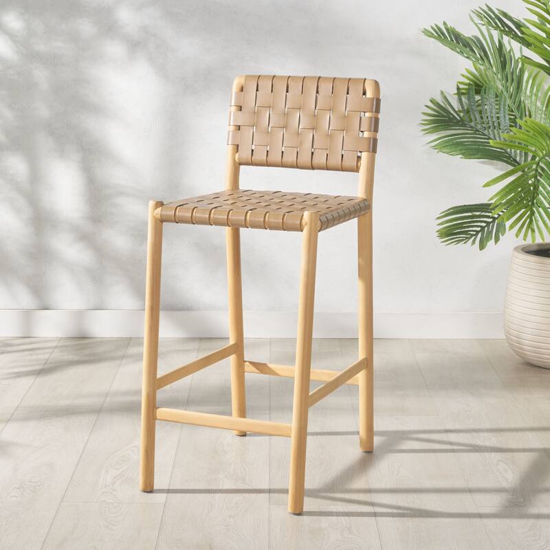 SAFAVIEH Couture Jeremiah Woven Leather 26-inch Counter Stool - 16"W x 19"D x 36"H