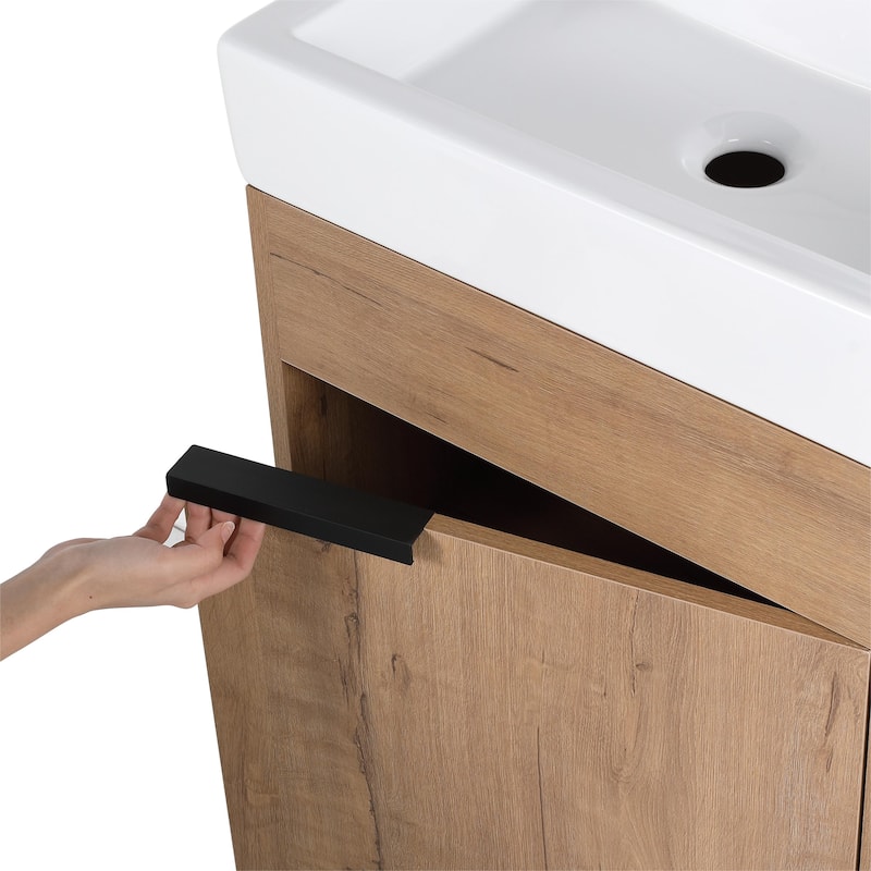 Bathroom Vanity With Sink In 16/18 Inch, Freestanding Bathroom Vanity With Soft Close Door