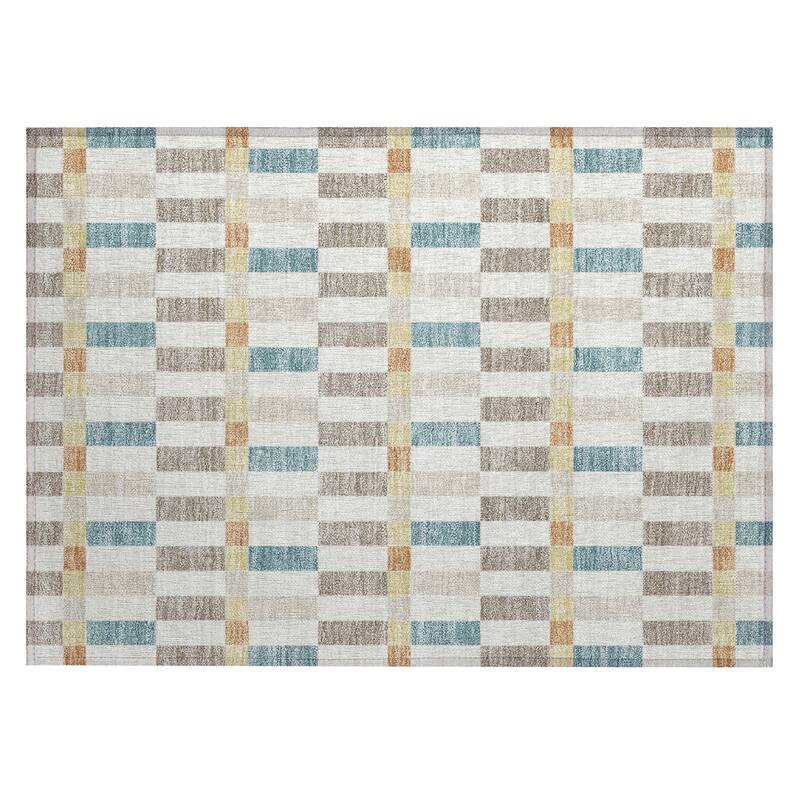 Machine Washable Indoor/ Outdoor Modern Chanute Chantille Rug