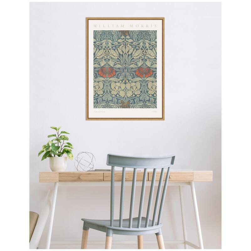 Kate and Laurel Sylvie Poster William Morris Tulip and Rose 1876 Framed Canvas by The Art Institute of Chicago