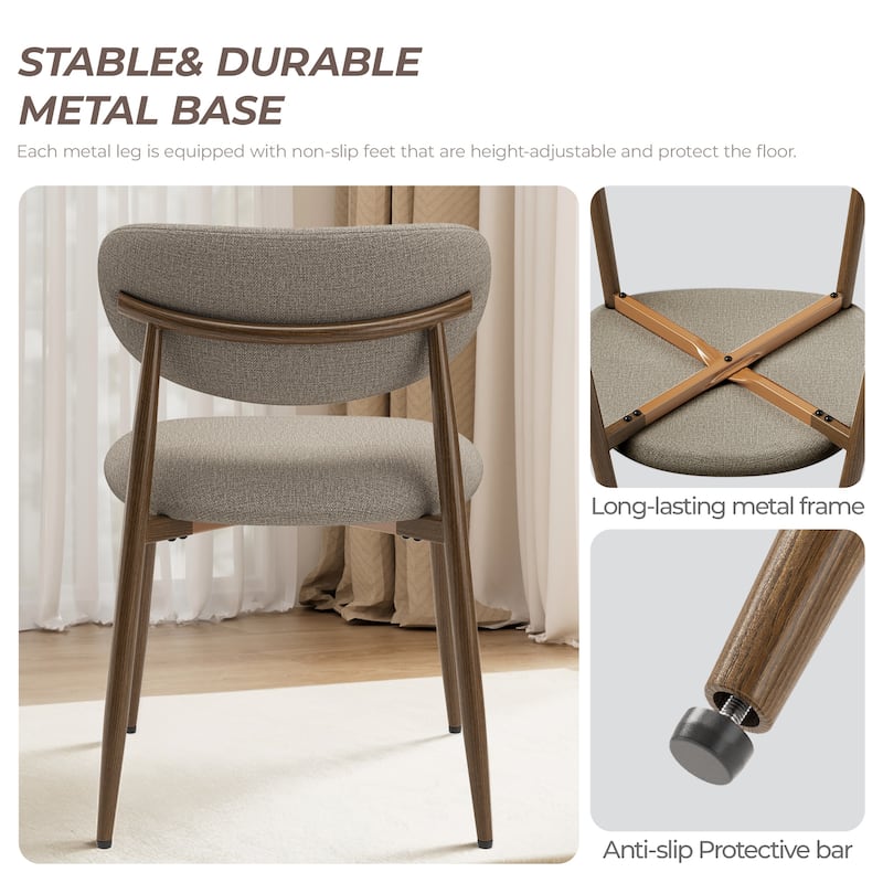 RENEWLINE Mid-Century Modern Tapered Dining Chairs with Upholstered Seat & Iron Frame