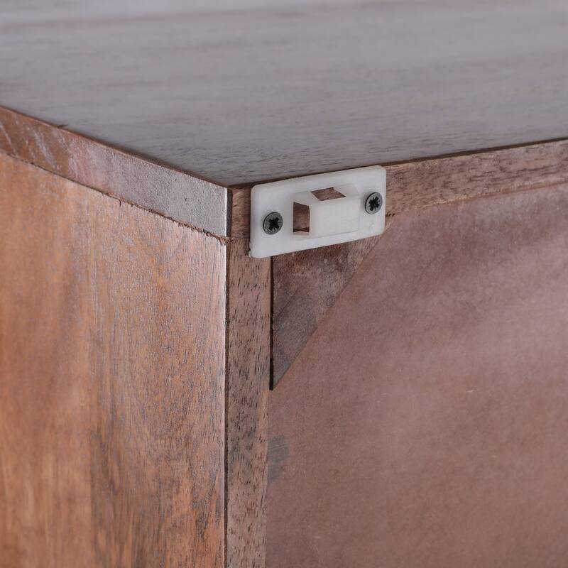 20" Rustic Wood Nightstand with 3 Drawers and Open Storage