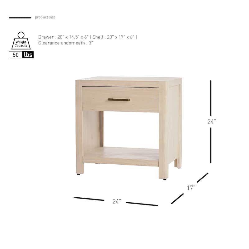 NPD Furniture Trevin Nightstand with 1 Drawer and Open Shelf