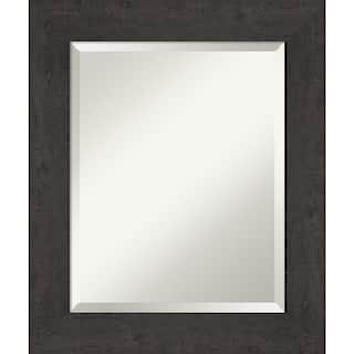 Beveled Bathroom Wall Mirror - Rustic Plank Espresso Frame