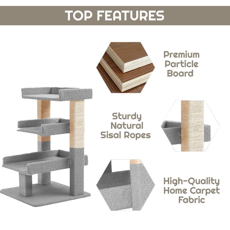 3 Tier Cat condo for Large Cats Tower with Scratching Post