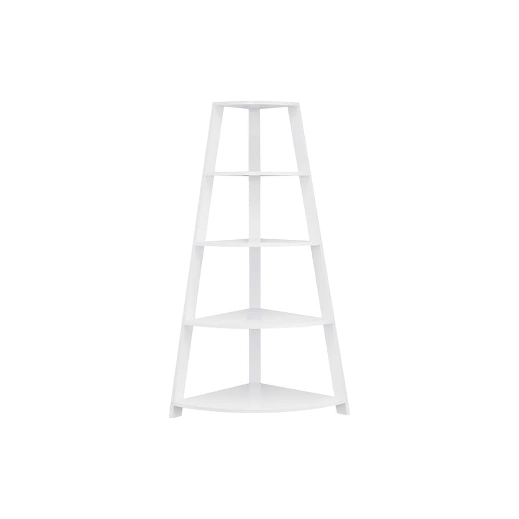 Bookshelf, Bookcase, Etagere, Corner, 4 Tier, 60"h, Office, Bedroom, Laminate, Contemporary, Modern