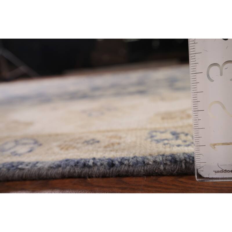 Blue Oushak Indian Area Rug Hand-Knotted Wool Carpet - 8'0"x 9'9"