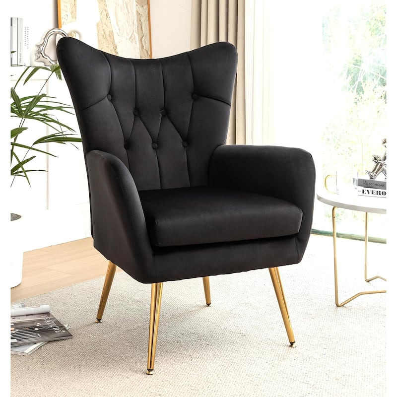 US Pride Furniture Modern Accent Chair with Ergonomic High Wingback Microfiber Upholstered Armchair with Metal Legs