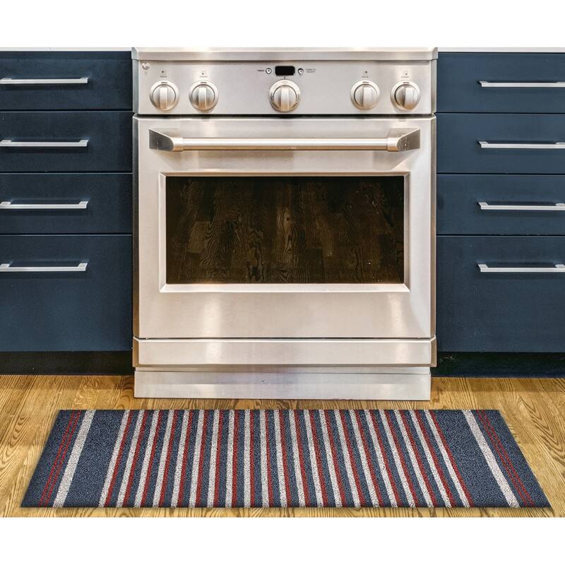 Nautica PVC Loop Utility Indoor/Outdoor Striped Mat