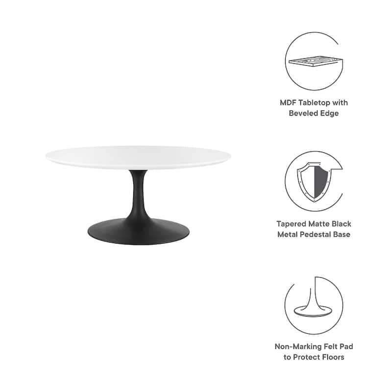 36" Round Wood Coffee Table, Black White