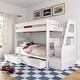 preview thumbnail 9 of 14, Max and Lily Modern Farmhouse Twin Over Twin Bunk Bed With Staircase and Storage Drawers White Wash