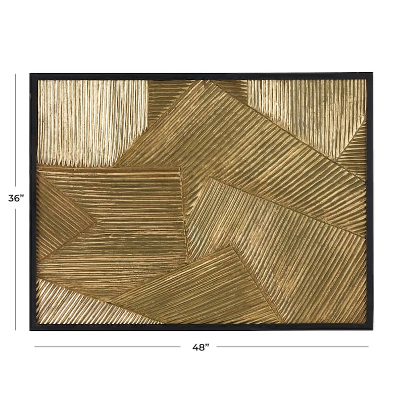 Wood Carved Radial Geometric Wall Decor with Black Frame - Silver or Gold