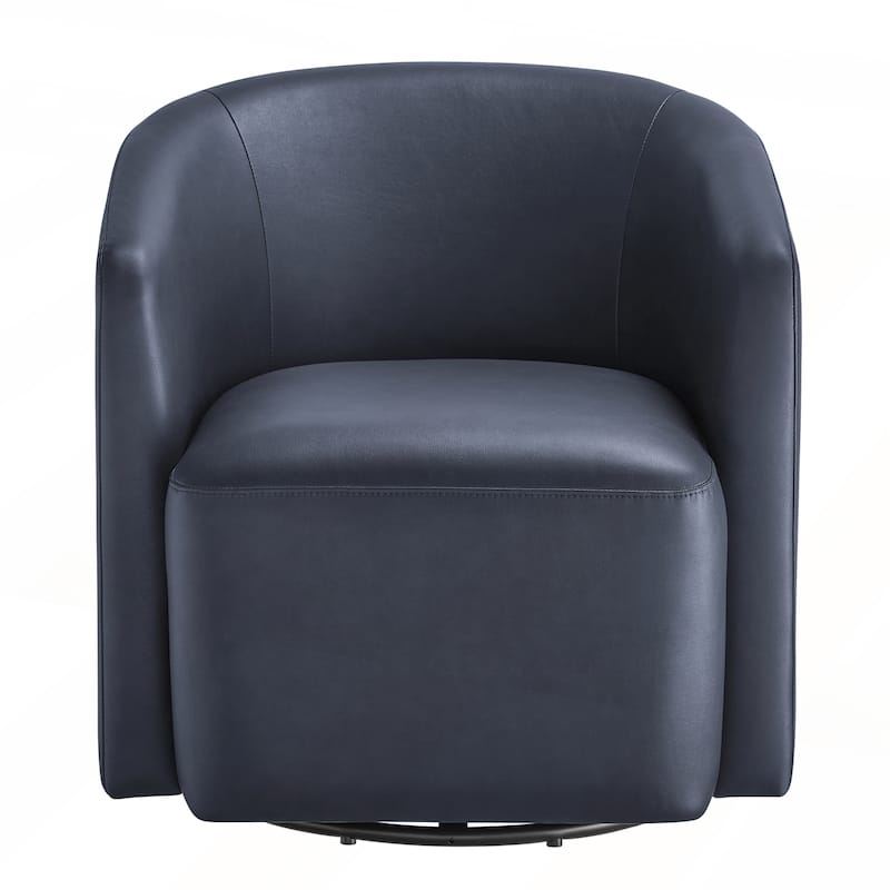 Faux Leather Swivel Barrel Chair