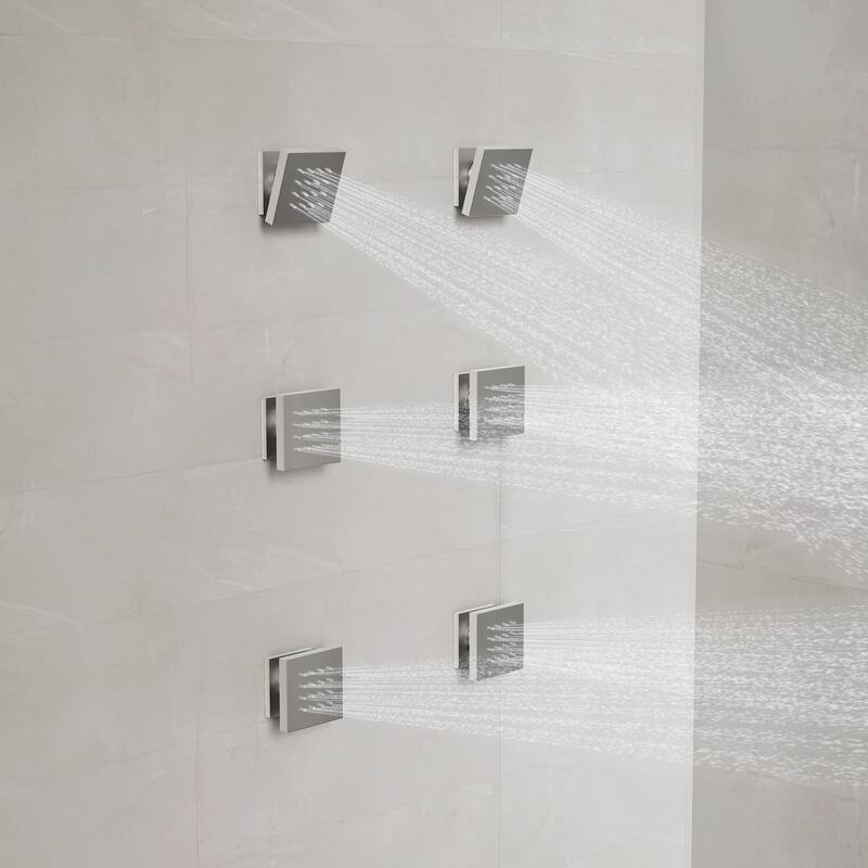 Thermostatic Shower System 12" Rain Shower Head with High Pressure Handheld Spray