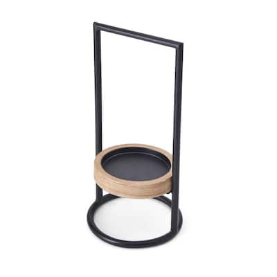 Elements Metal and Wood Tea Light Holder, 12 Inch