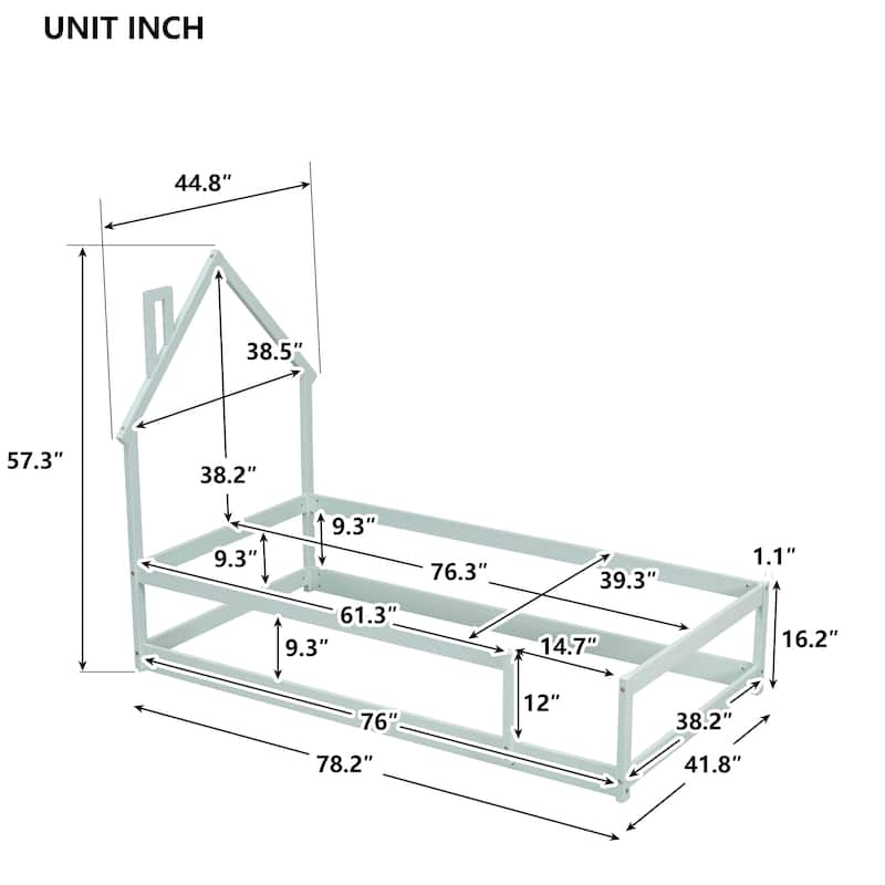 Whimsical Twin Bed with House Design and Safety Guardrails