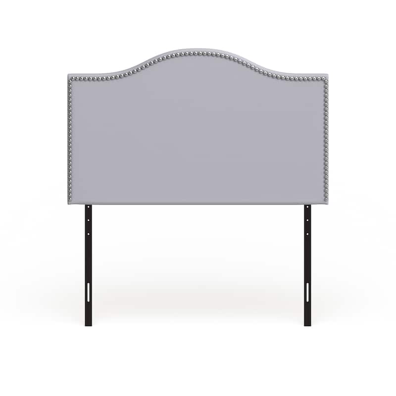 Grey Curl Nailhead Upholstered Headboard