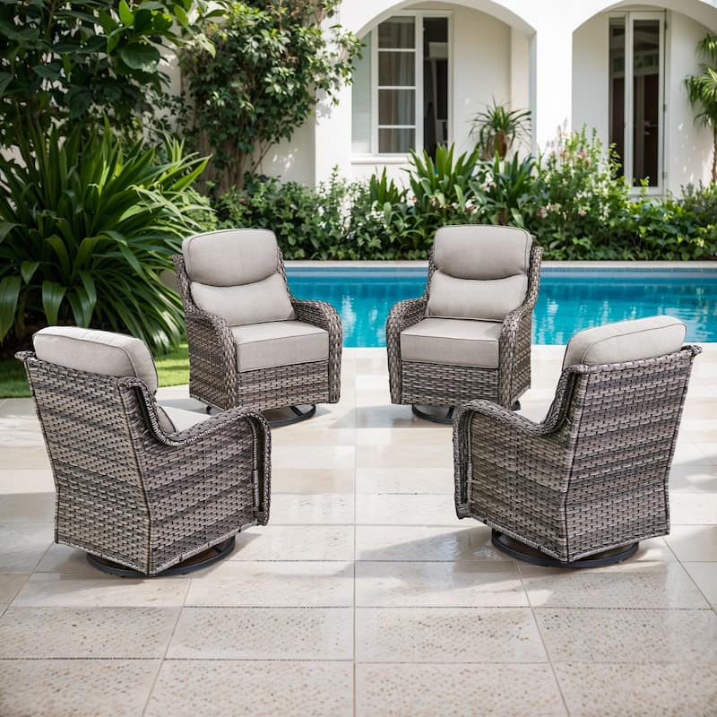Gymojoy 4-Piece Patio Swivel Glider Chair Set, 6-Inch Ultra-Plush Cushions & Water-Resistant Olefin Fabric