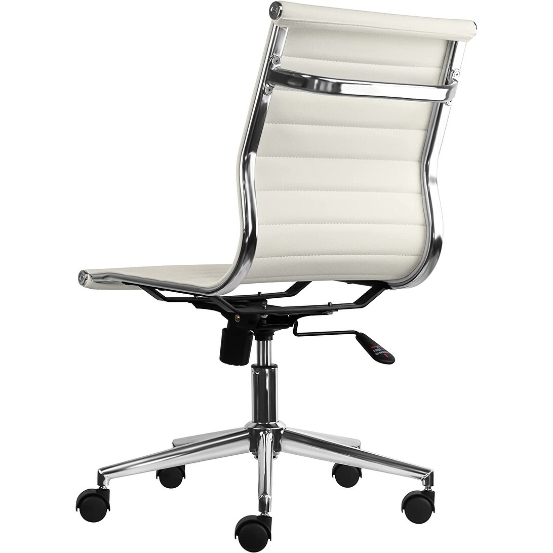 Swivel Adjustable Height PU Leather Office Chair Mid Back Armless