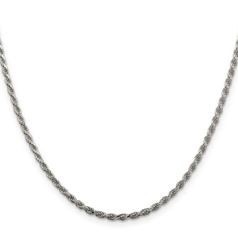 Curata 925 Sterling Silver 2.25mm Diamond Cut Rope Chain Necklace for Men
