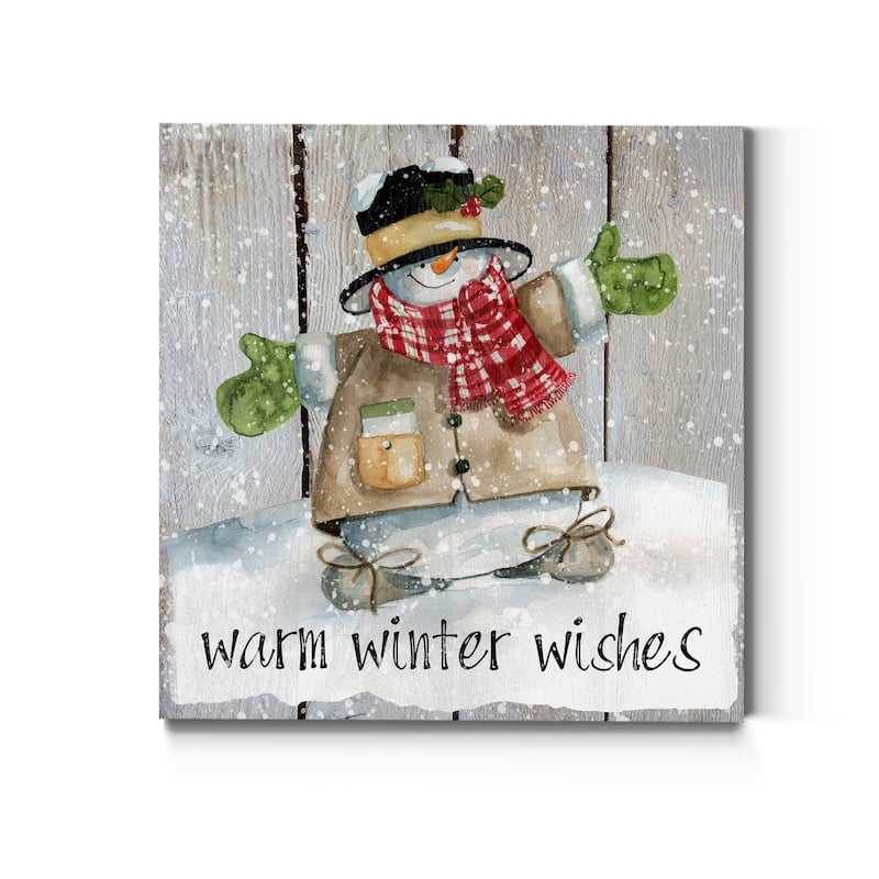 Winter Wishes Snowman-Premium Gallery Wrapped Canvas - Ready to Hang