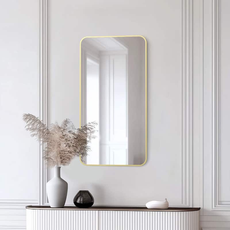18 x 36 Inch Shatterproof Wall Mount Metal Frame Mirror