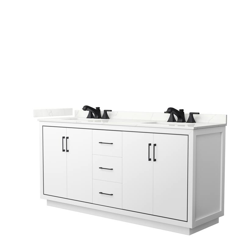 Icon 72-inch Double Vanity, Quartz Top - White, Black Trim, Giotto Quartz Top