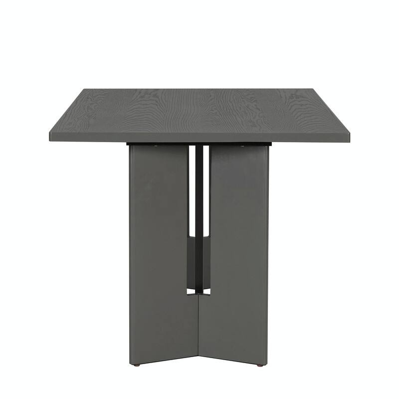 Farmhouse Wood Dining Table, 60" Rectangular Kitchen & Dining Table with Cutout Legs for Dining Room and Living Room