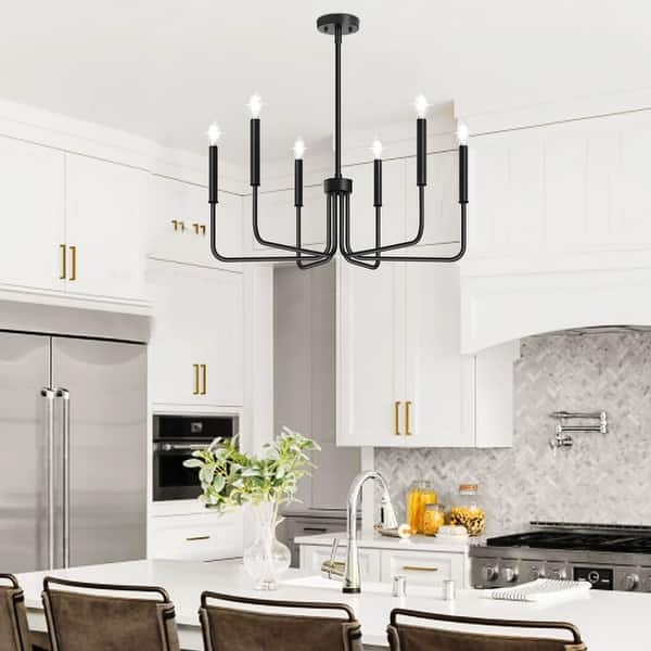 Black Pendant Light – 4-Light Industrial Farmhouse Chandelier, Vintage Metal Lantern, Adjustable Chain, E12 Base – For Kitchen Island, Dining Room, Living Room